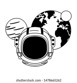 universe space galaxy astronomy science astronaut with planets cartoon vector illustration graphic design
