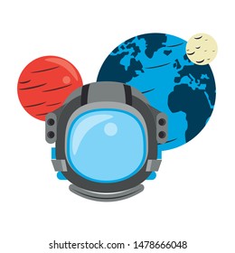 universe space galaxy astronomy science astronaut with planets cartoon vector illustration graphic design