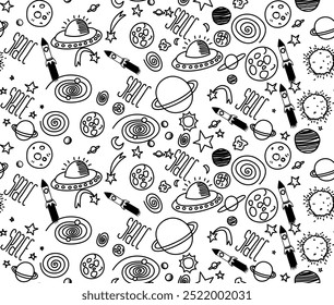 Universe Space Outline Vector Design Illustration.