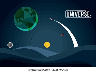 universe space with planet in night