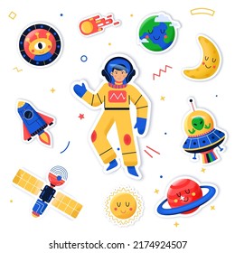 Universe, space, space system, universe stickers, vector illustration