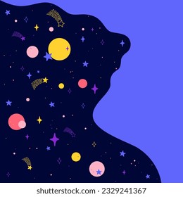 Universe vector concept, outer space with stars and planets.