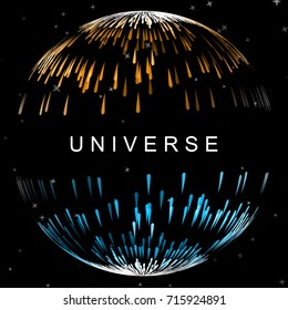 Universe vector illustration on dark background, with stars.