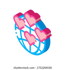 Universe Volunteers Support vector isometric sign. color isolated symbol illustration