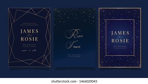 Universe Wedding Invitation, universe invite thank you, rsvp modern card Design in little star light in the sky, space Vector elegant rustic template