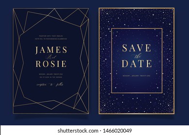 Universe Wedding Invitation, universe invite thank you, rsvp modern card Design in little star light in the sky, space Vector elegant rustic template