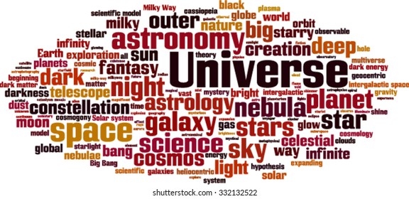 Universe word cloud concept. Vector illustration