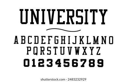 University Abstract font alphabet. Minimal modern urban fonts for logo, brand etc. Typography typeface uppercase and number. vector illustration