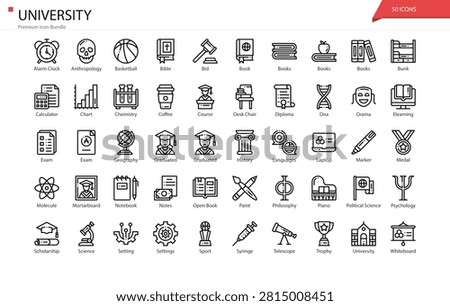 University Academic Research Campus Student Icon Set