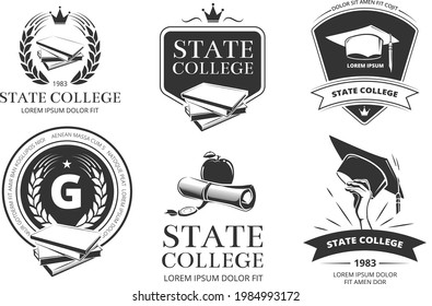 University academy college school labels badges set. vintage graduation labels, badges, and design elements.vector  design.EPS 10