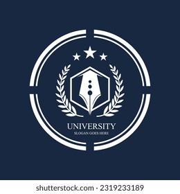 university and academy logos vector for colleges on dark blue background