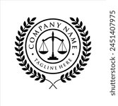 University and academy vector icon. Emblem or circle designated for graduates of high school education in maritime science, or law, laurel wreath, Vector Logo Template