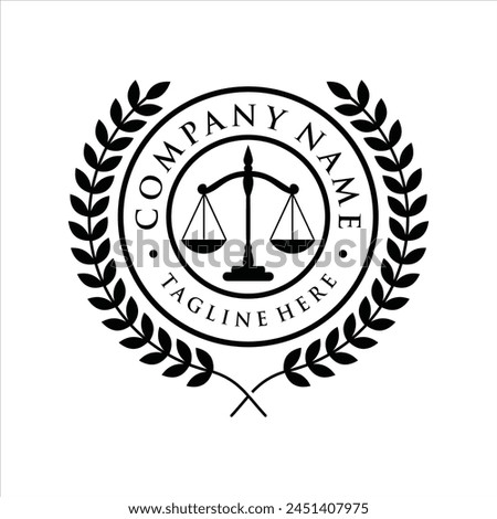 University and academy vector icon. Emblem or circle designated for graduates of high school education in maritime science, or law, laurel wreath, Vector Logo Template