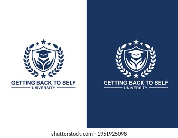 University and academy vector icons. Emblems or shields set for high school education graduates in maritime science, or law. Ribbons and badges of bachelor hat, laurel wreath, Vector Logo Template - Shutterstock ID 1951925098