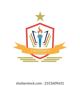 Iconos vectoriales universitarios y académicos. Emblemas o escudos establecidos para graduados de educación secundaria en ciencias marítimas, o ley. Cintas y placas de sombrero de soltero, corona de laurel, plantilla de logotipo vectorial