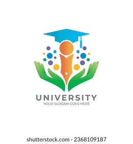 University and academy vector icons. Emblems or shields set for high school education graduates, or law. Pen and badges of bachelor hat, Vector Logo Template.