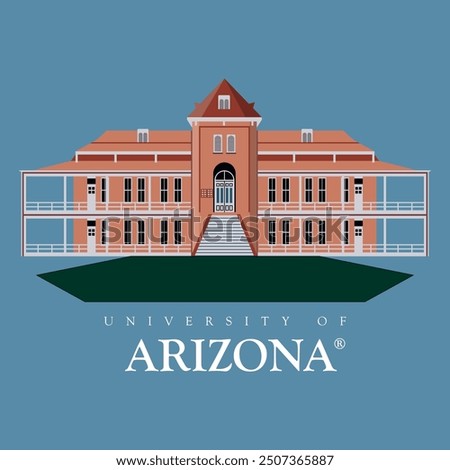 university of arizona main building vector art illustration in eps file for print on caps and uppers, west university, tucson, reid park, armory park, casas adobes, marana, phoenix, arizona university