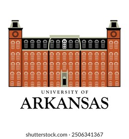 University of arkansas building illustration eps file, black and red building illustration, college and school admissions, beautiful american adventure country, citizen destination, digital explore