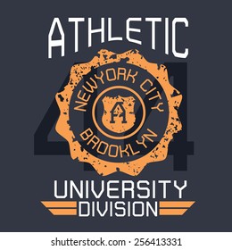 University athletic typographic for t-shirt design,vector illustration