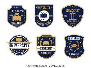 University Badge Set with Classic and Modern Designs, Collection of University Badges