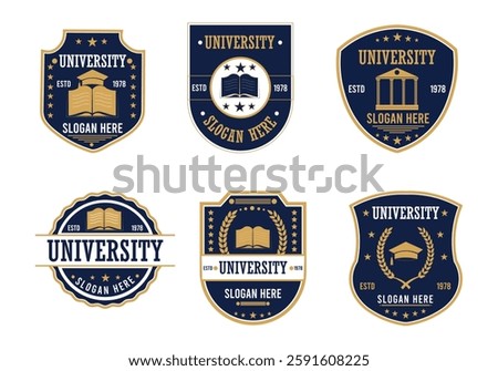 University Badge Set with Classic and Modern Designs, Collection of University Badges