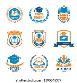 University badges. School business identity quality emblem college vector logo