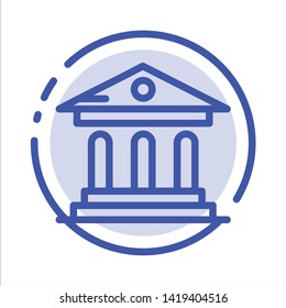 University, Bank, Campus, Court Blue Dotted Line Line Icon
