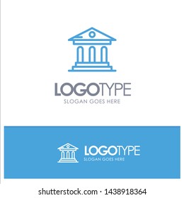University, Bank, Campus, Court Blue Logo Line Style