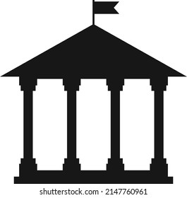 University black icon. Ancient column bulding. Education symbol