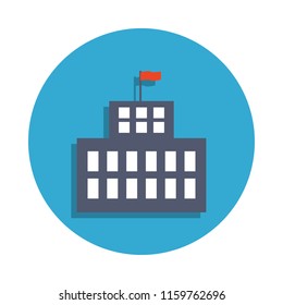 university building colored in blue badge icon. Element of school icon for mobile concept and web apps. Detailed university building icon can be used for web and mobile