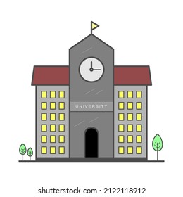 university building icon image with flat style