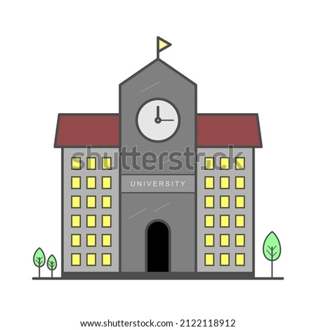 university building icon image with flat style