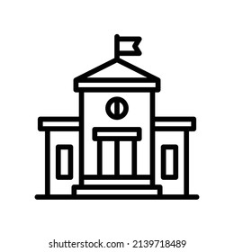 University Building Icon. Line Art Style Design Isolated On White Background