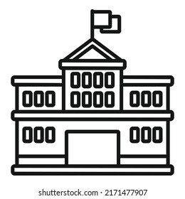 University building icon outline vector. School graduation. Online study