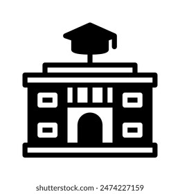 University building icon. with a soild style. Suitable for use on websites, UI and mobile apps.