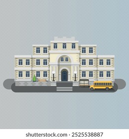 University Building illustration high quality and detailed illustrated eps vector file for print. american architecture and proposed exterior structure with 2d illustration