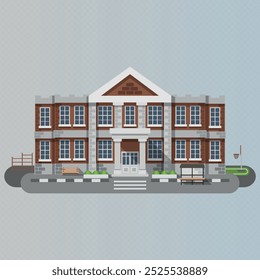 University Building illustration high quality and detailed illustrated eps vector file for print. american architecture and proposed exterior structure with 2d illustration