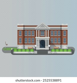 University Building illustration high quality and detailed illustrated eps vector file for print. american architecture and proposed exterior structure with 2d illustration