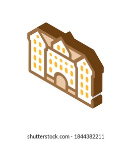 vector de icono isométrico de construcción de universidad. cartel de construcción de la universidad. ilustración de símbolo aislado