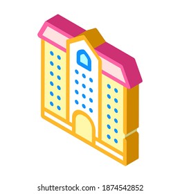 vector de icono isométrico de construcción de universidad. cartel de construcción de la universidad. ilustración de símbolo aislado