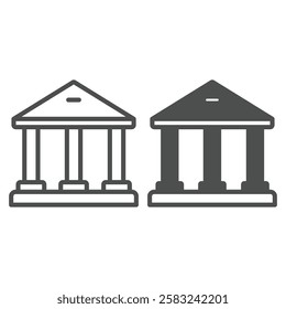 University building line and solid icon, education concept. Vector graphics. Bank sign on white background, outline style icon for mobile or web design