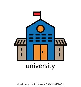 University building lineal color icon. Editable stroke. Design template vector