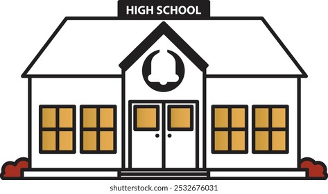 university building with nice decoration line art