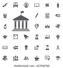 University building on the white background. Education Vector Icon Set