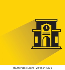 university building with shadow on yellow background