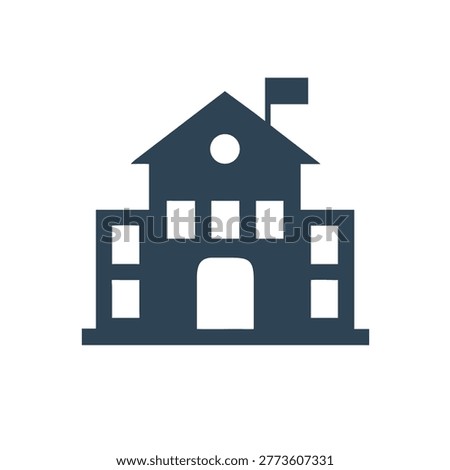 University Building Vector, College Campus Architecture, Academic Institution Outline, Education Facility Illustration