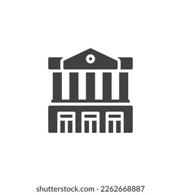 Icono vector de construcción de universidad. signo plano relleno para concepto móvil y diseño web. Icono de glifo de construcción de colegios. Símbolo, ilustración del logotipo. Gráficos vectoriales
