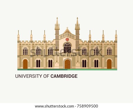 University of Cambridge. Flat Vector Illustration. 