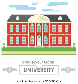 university campus building. set for create city or urban landscape. flat vector design