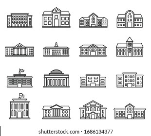 University Campus Icons Set. Outline Set Of University Campus Vector Icons For Web Design Isolated On White Background